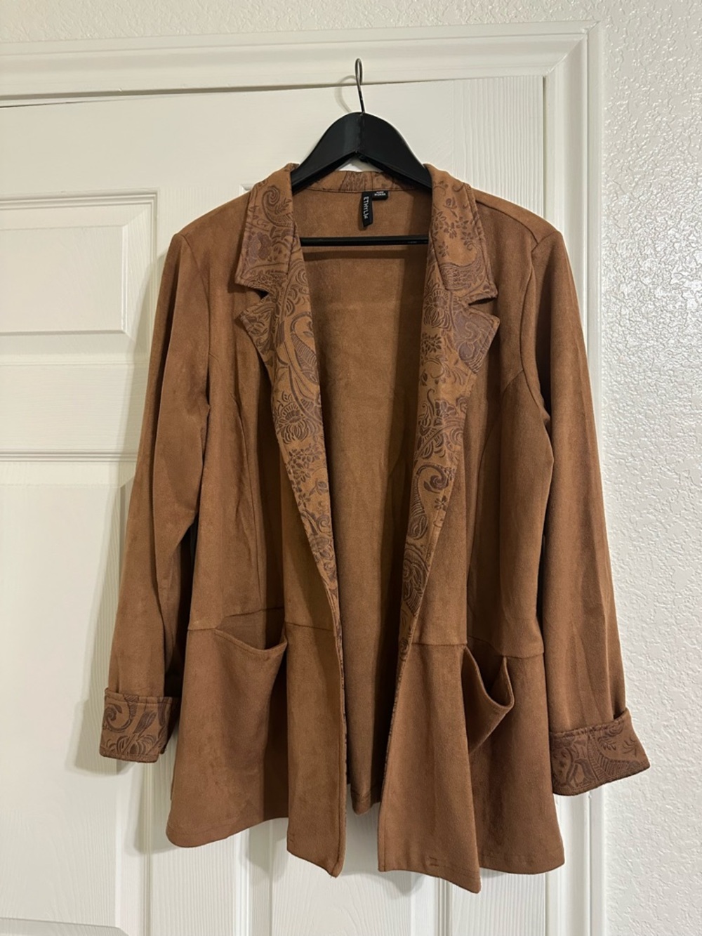 Tan Faux Suede Western Blazer